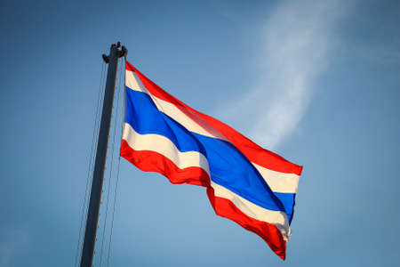 thailand flag with nice sky on flagstaffの写真素材
