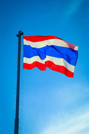 thailand flag with nice sky on flagstaffの写真素材