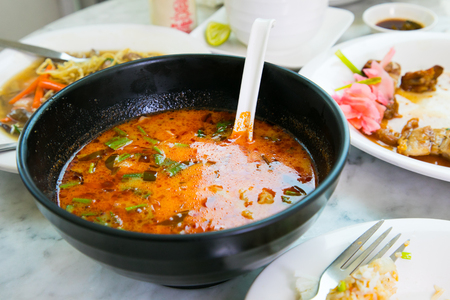 Sour prawn soup or Tom Yum Kungの写真素材