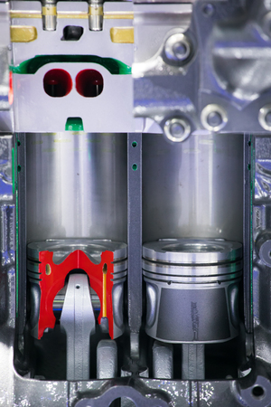 car engine pistons and valves detail