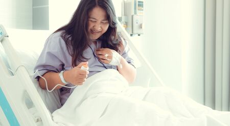 emergency nurse call button in hospital room. emergency botton for patient on bed at Hospital ward. Health care conceptの写真素材