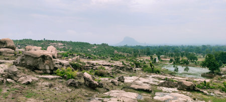Panoramic view of the landscape of Jhora Ghat, Korba Chhattisgarhの写真素材