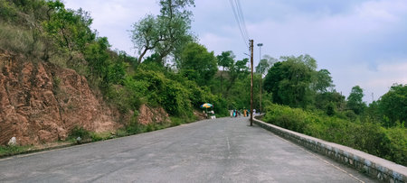 Panoramic view of the road at Dam side.のeditorial素材
