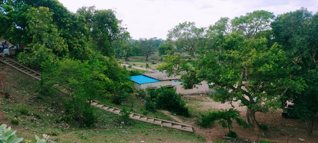 Panoramic view of a small village in the Indian state of Chhattisgarhのeditorial素材