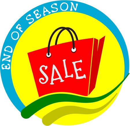 Sale End of Season vector illustration containing shopping bag can be used as symbol, sticker, label or in advertisements.のイラスト素材