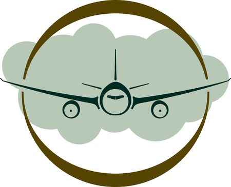 Airplane front view vector line stroke illustration can be used as logo or symbolのイラスト素材