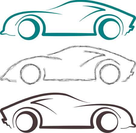 Sports Car Sketch and line art can be use as logo and symbolのイラスト素材