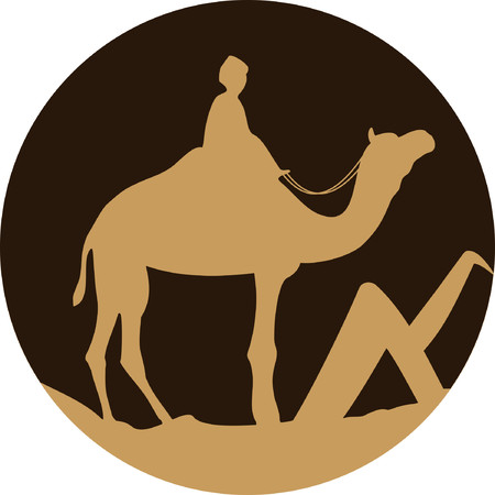 Camel with rider vector illustration can be used as logo or symbol.のイラスト素材