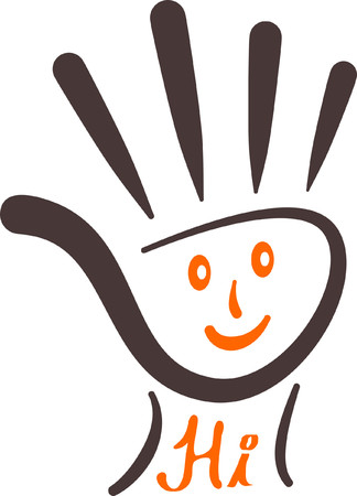 Stroked Palm with Smiley Hi Vector illustration can be used as sign symbol or logo.のイラスト素材
