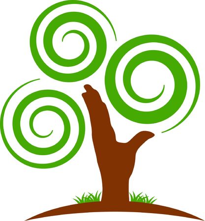 Tree concept using Hand and spirals. Can be used as logo and symbol.のイラスト素材
