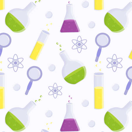 A pattern with school supplies for chemistry. Back to school.のイラスト素材