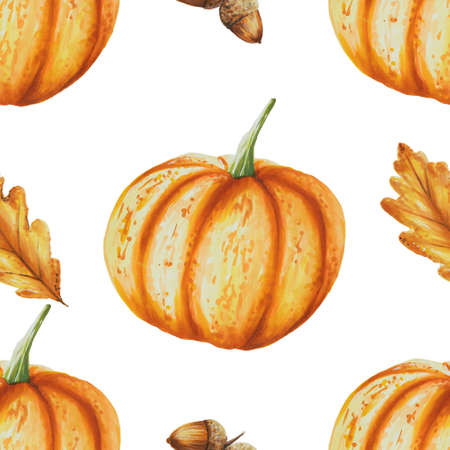 Autumn watercolor isolated seamless patternの写真素材