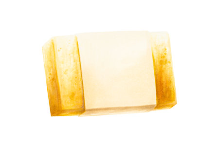 Watercolor natural handmade soap. Skincare illustration isolated on white background. Beauty products and botany elements, cosmetology and medicine. For designers, spa decoration, postcards, wrapping paper, scrapbooking, covers, invitations, posters and textile.の写真素材