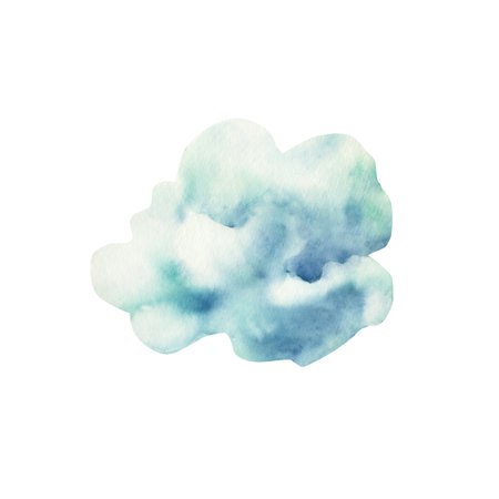 Summer air cloud. Watercolor pastel cotton candy. Hand drawn illustration isolated on background, transparent png. Cartoon illustration. Baby shower design elements. Party invitation, birthday celebration, textile, fabric, postcard, invitationの写真素材