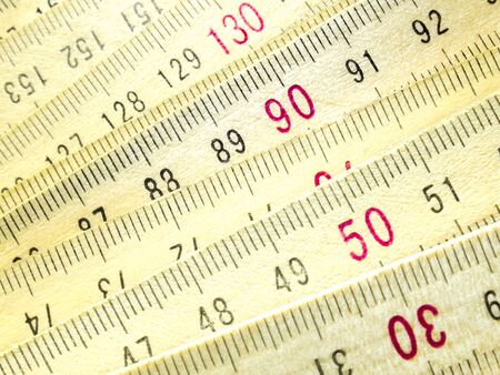 A macro of a yellow wood ruler