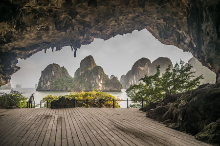 cave at Ha Long Bayの写真素材