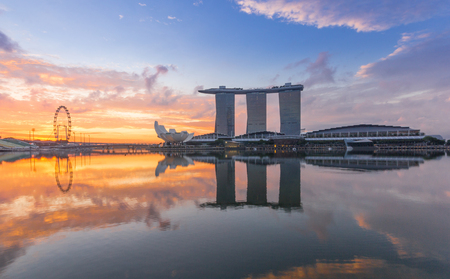 SINGAPORE - MAY 15: Marina Bay Sands, World's most expensive standalone casino property in Singapore at S$8 billion on May 15, 2016のeditorial素材