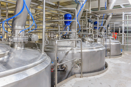 pharmaceutical factory equipment mixing tank on production line in pharmacy industry manufacture...