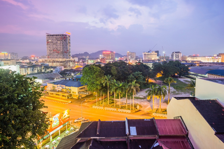 IPOH, PERAK, MALAYSIA - APRIL 14, 2017: Evening view of Ipoh town with modern and historical architecture.のeditorial素材