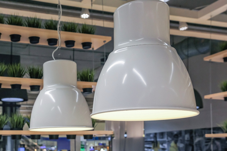 Loft pendant light, Hanging lamp on wood background.Elements of interior. Modern interior Concept.