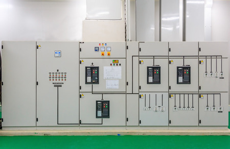 Electrical energy distribution substation in a new factory plant, Industrial electrical switch panelの写真素材