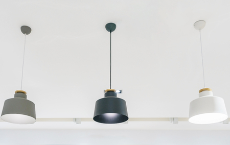 Loft pendant light, Hanging lamp on white background.Elements of interior. Modern interior Concept.の写真素材