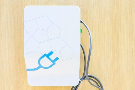 Power supply for electric car charging. Electric car charging station.の写真素材