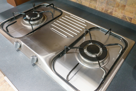 close up of Kitchen gas stove in the kitchenの写真素材
