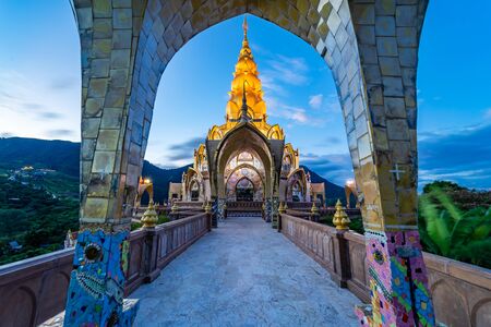 Decoration of surrounding area Big Main Pagoda in Wat Phra That Pha Son Kaew temple at Phetchabun Thailandの写真素材