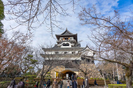 INUYAMA, JAPAN - JANUARY 18, 2020: Inuyama castle and the garden in front of the castle in Aichi,...