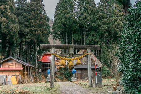 Gassho-zukuri house at Suganuma village, Gokayama area, Nanto City, Toyama Prefecture, Japan. UNESCO World Heritage Site,Historic Villages of Shirakawa-go and Gokayama.のeditorial素材