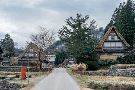 Ainokura mountain village in Gokayama, World Heritage village, Toyama Prefecture, Japan. A UNESCO World Heritage Site in the Japanのeditorial素材
