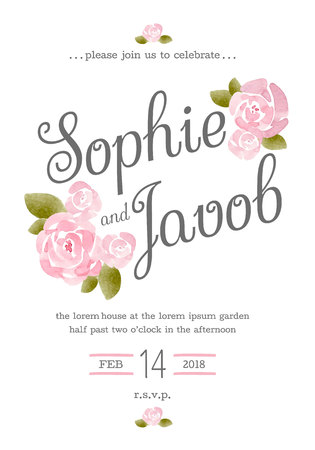 Watercolor invitation card, Wedding card set design template, Watercolor Element.のイラスト素材