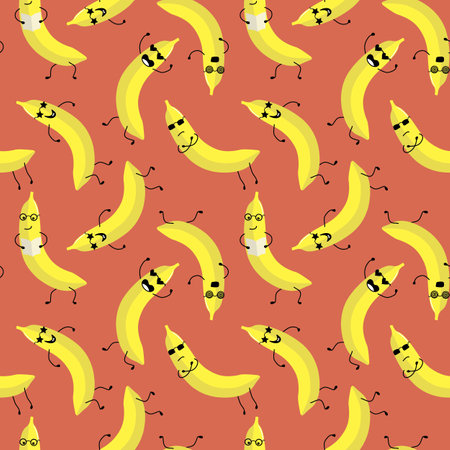 Seamless pattern with doodle banana.のイラスト素材