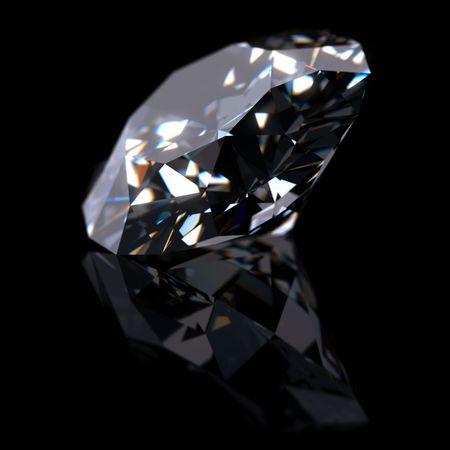 Big Diamond isolated on black backgroundの写真素材