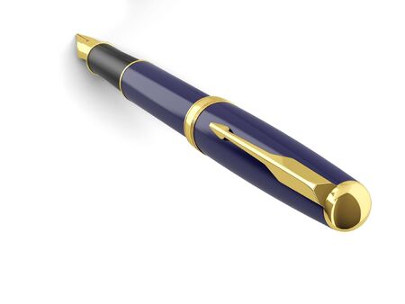 Gold Ink Pen in Writing Positionの写真素材