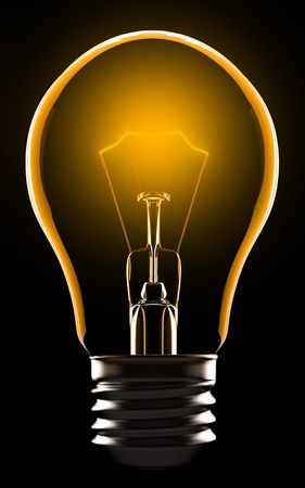 Electric lamp isolated on black backgroundの写真素材