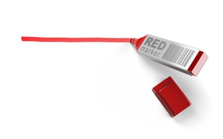 Red marker and red lineの写真素材