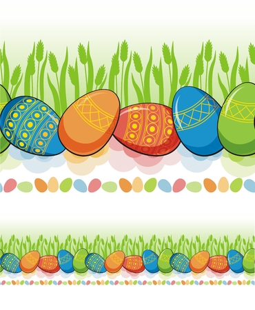 Easter eggs in the grass. Seamless.のイラスト素材