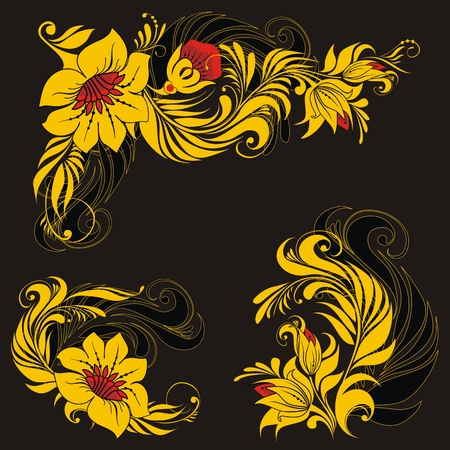 floral ornament in traditional russian styleのイラスト素材