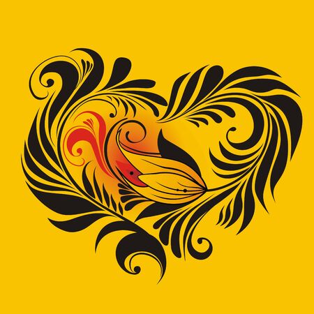 Heart of Russian traditional floral ornamentのイラスト素材