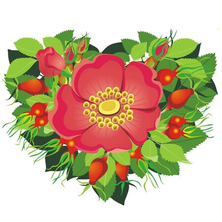 Heart Shape consist of Flowers & leafsのイラスト素材