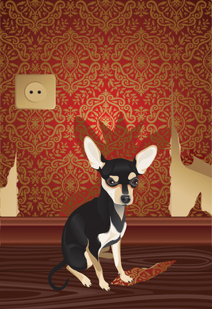 Vector illustration of the cheeky cute dog with fragment of a  wallpaper.のイラスト素材