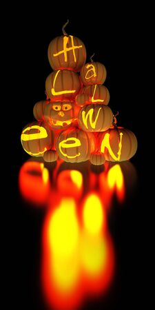 3d illustration of pumpkins for halloween.の写真素材