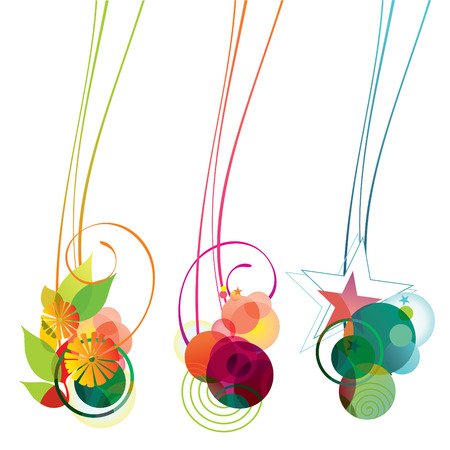 banners of flowers, bubbles and starsのイラスト素材