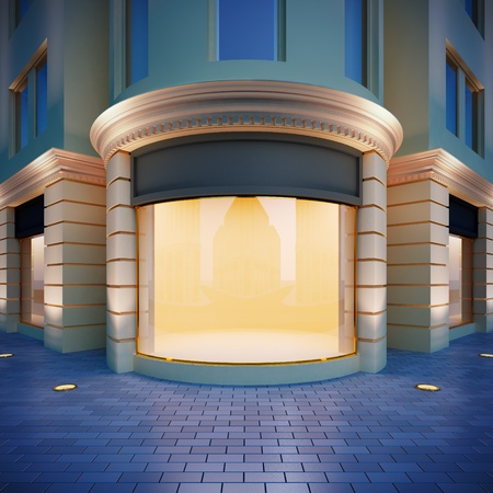 3D illustration showcase in classical style . Evening view.の写真素材
