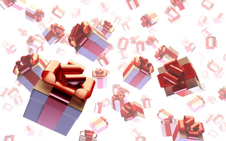A 3d illustration of flying gifts.の写真素材