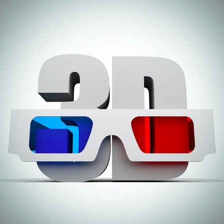 A 3d illustration of a 3D glasses. Background.の写真素材