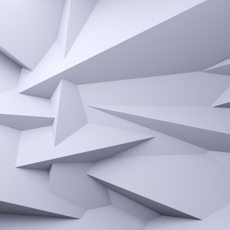 A 3d illustration of blank faceted white background.の写真素材