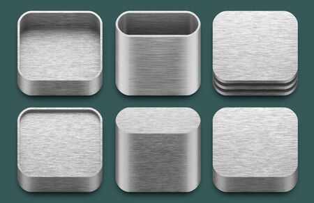 Set of blank template app aluminium icons の写真素材